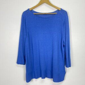 J. Jill Linen Blend Blue Lightweight Beach Sweater